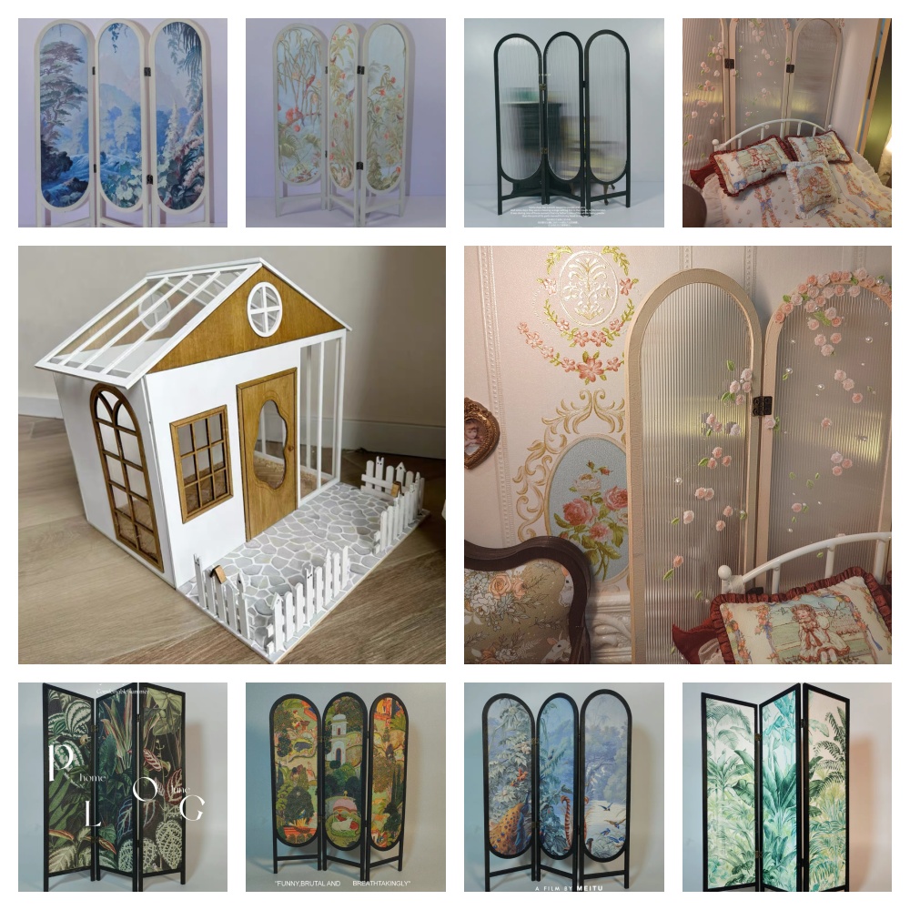 Woodworking Oil Finish - 1/6 Minyatür DollHouse Katlanır Ekran Ahşap