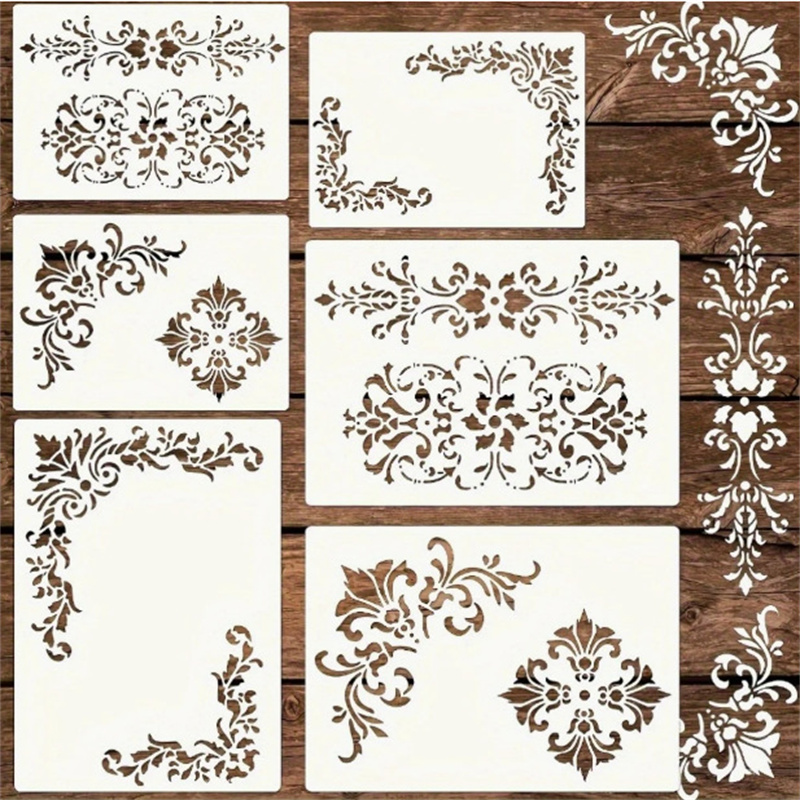 6 adet çiçek köşe şablonları b - Woodworking Veneer incelemesi ve fiyatı