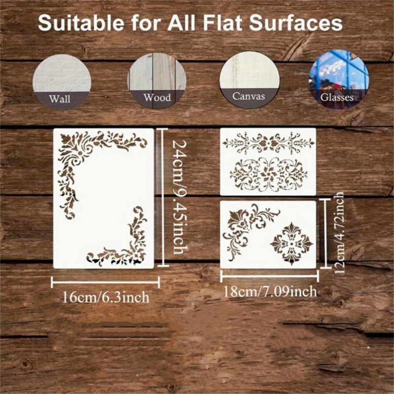 6 adet çiçek köşe şablonları b - Woodworking Veneer incelemesi ve fiyatı